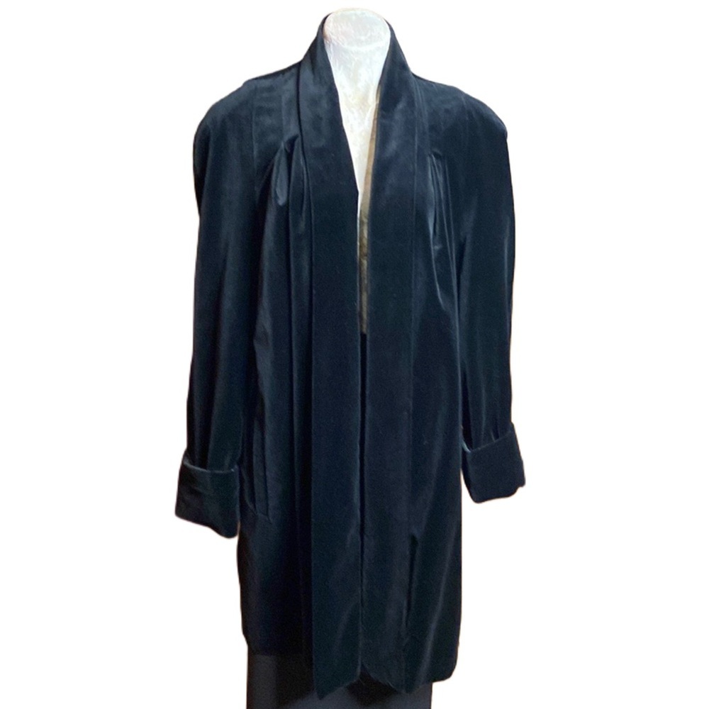 VTG Julia Klein Women's Black Velvet Swing Coat Formal Evening Jacket Black 1X